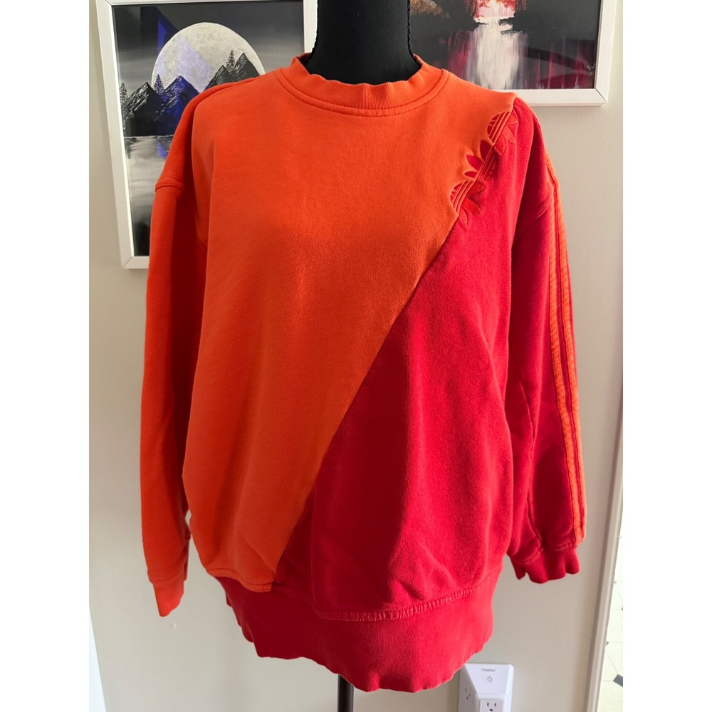 Adidas Originals Colorblock Sweatshirt Red Orange Trefoil Crewneck Womens Medium